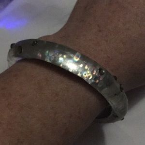 Lucite bracelet holographic Swarovski crystals